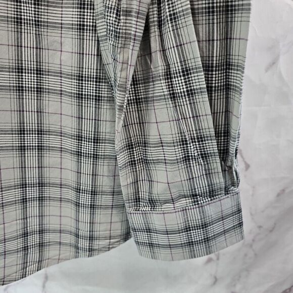 Cinch Shirt Mens Small Gray Button Down Plaid Long Sleeve Purple Black - Picture 4 of 12